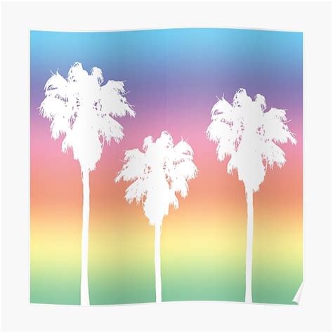 Rainbow Palm Tree Sunset Poster For Sale By Julieerindesign Redbubble