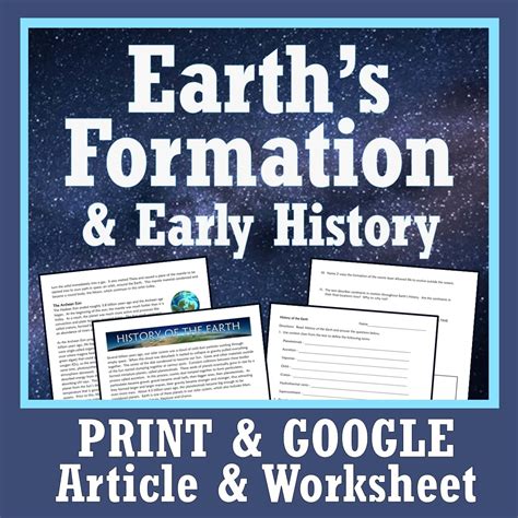 How The Earth Was Formed Article And Worksheet Plus Earths Early