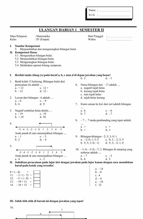 soal matematika kelas iv sd bagian 1