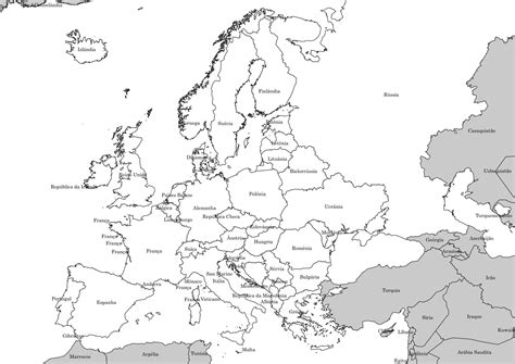 Mapa Do Continente Europeu Em Preto E Branco Tudogeo