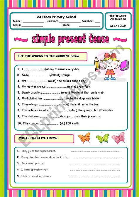 With notes and answer key on page 3 level: simple present tense - ESL worksheet by elam