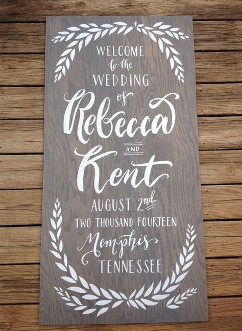 Wedding Welcome Sign Greenery Illustration Hand Painted