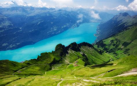 Papéis De Parede Suíça Alpes Rothorn Lago Brienz Grama Verde