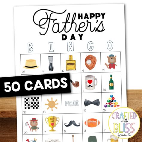 50 Fathers Day Bingo Cards 5x5 Fathers Day Birthday Theme Games
