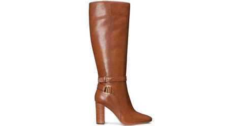 lauren by ralph lauren makenna burnished leather riding boot in brown lyst uk