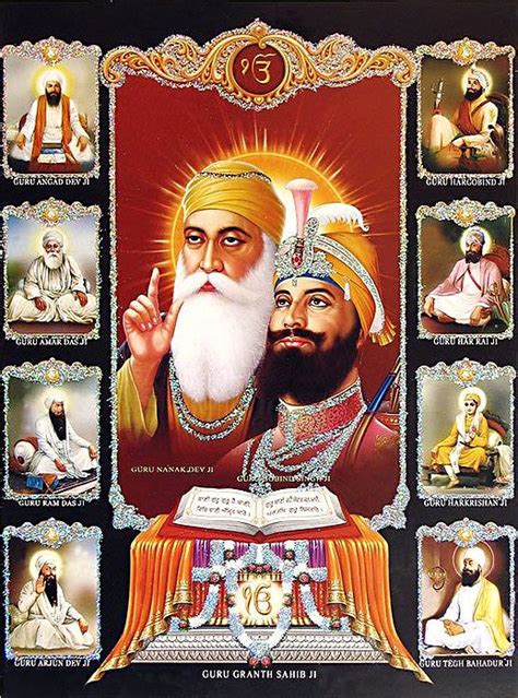 Ten Sikh Gurus Poster With Glitter