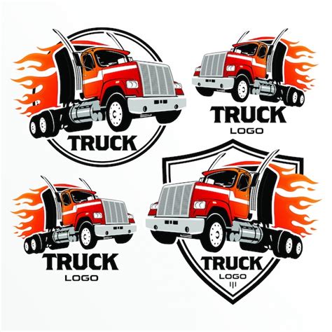 Conjunto De Logotipo De Camión Emblemas E Insignias Ilustración