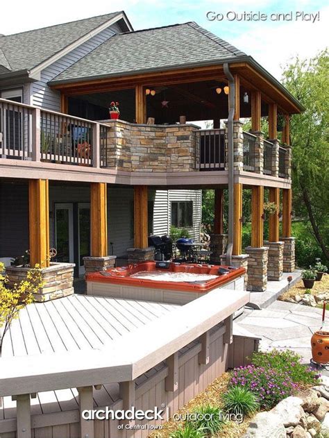 Multi Level Composite Deck Covered Porch Des Moines Archadeck