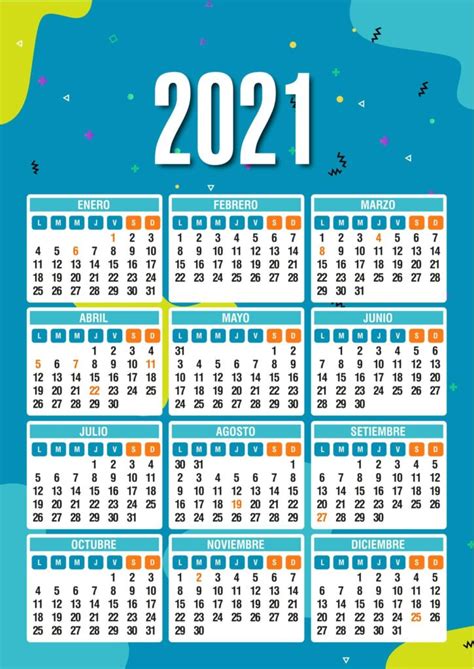 Calendarios 2021 Para Editar En Ilustrator Plantillas Gratis