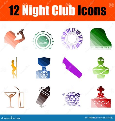 Sistema Del Icono Del Club Nocturno Ilustración Del Vector