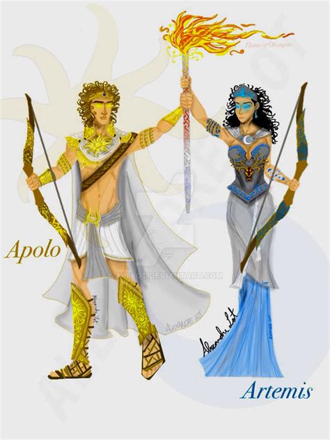 Greek Gods 1 Apollo And Artemis By Alelot On Deviantart