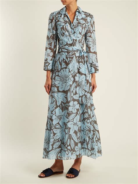 Diane Von Furstenberg Leclaire Print Cotton Blend Wrap Dress In Blue Lyst