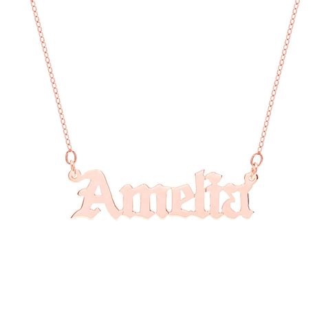 These personalized gold necklaces can be made to personalize 14 karat pure gold name necklace in yellow, white & rose color. Rose Gold Vermeil Gothic Name Necklace