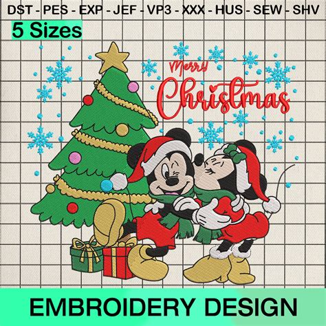 2023 Mickey Minnie Christmas Embroidery Design Disneyland 2023