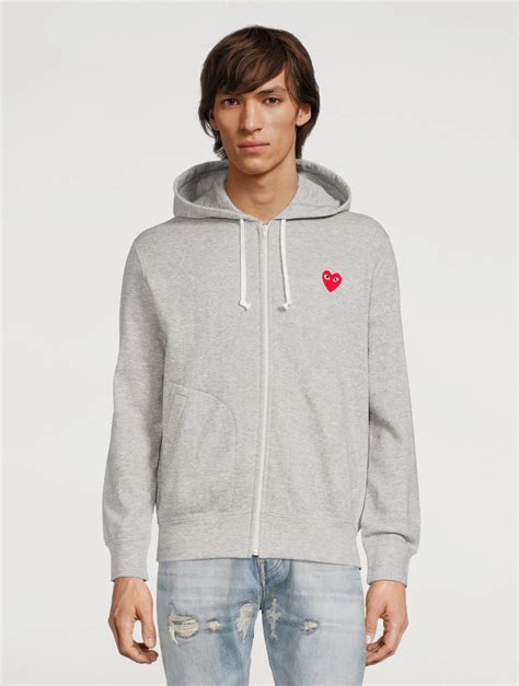 Comme Des GarÇons Play Cotton Zip Hoodie With Heart Holt Renfrew