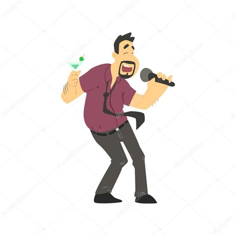 Drunk Man Singing In Karaoke Stock Vector Image By ©topvectors 107138852