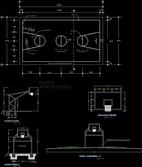 Basketball Court Dwg Detail For Autocad • Designs Cad