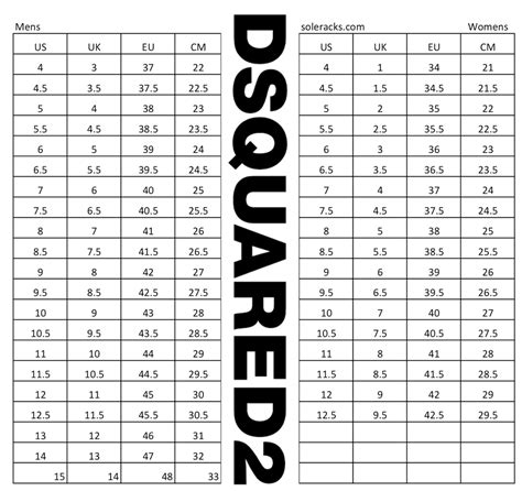 Dsquared2 Shoes Size Chart Guide Conversion - Soleracks