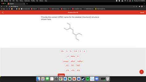 Solved Provide The Correct Iupac Name For The Skeletal Chegg Com