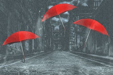 Hd Wallpaper Umbrella Rain Alley Wet Weather