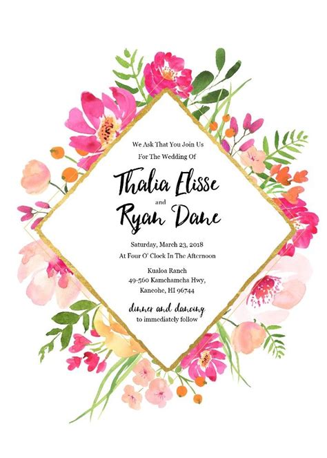 gold floral  editable wedding invitation