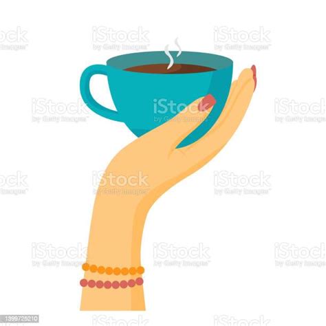 Woman Hands With Cup Warm Coffee Female Arm Isolated On White