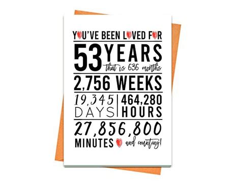 53rd Birthday Card Printable Birthday Card 53rd Birthday Etsy