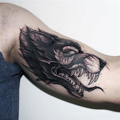 5 out of 5 stars. Dangerous Wolf Head Tattoo Made On Man's Arm | GP