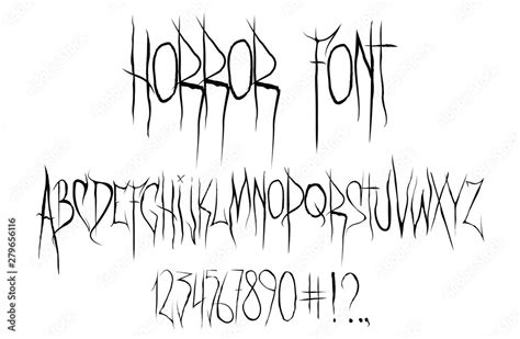 Horror Font Alphabet Numbers And Punctuation Marks Horror Font For T
