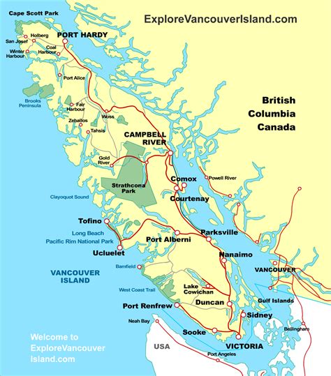 Map Vancouver Island British Columbia Canada Vancouver Island