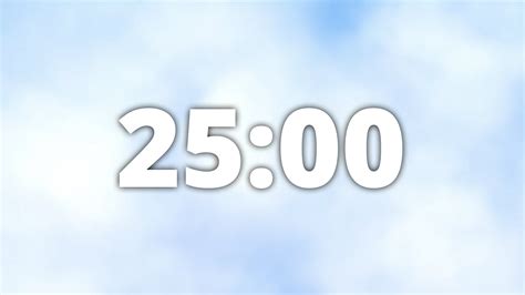 25 Minute Countdown Timer With Alarm ☁ Soft Clouds ☁ Youtube