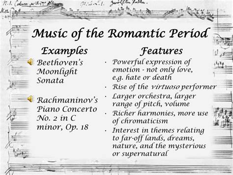 Musical romanticism was marked by emphasis on originality and individuality, personal emotional expression, and the possibilities for dramatic expressiveness in music were augmented both by the expansion and perfection of the instrumental repertoire and by. PPT - Classicism vs. Romanticism PowerPoint Presentation - ID:6612078