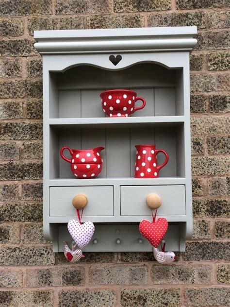 Drawers are no fun and neither are pull out shelves. shabby chic wall unit with drawers farmhouse shelf kitchen ...