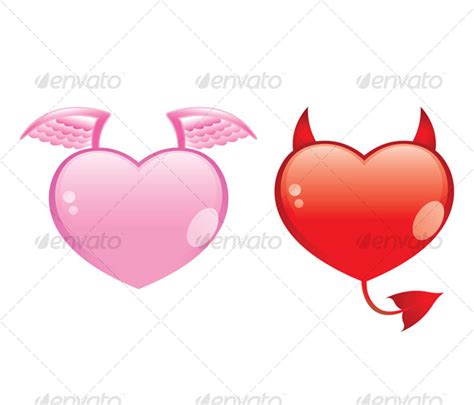 Angel And Devil Hearts By Cidepix Graphicriver