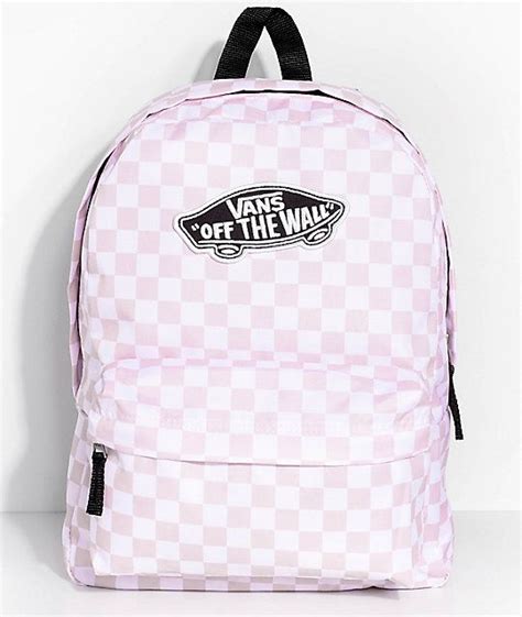 Vans Realm Pink Check 22l Backpack Vans Bags Vans Backpack Bags