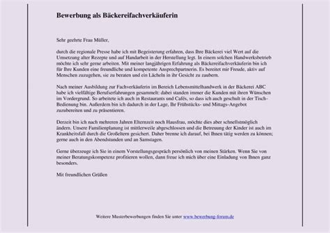 Maybe you would like to learn more about one of these? Bäckereifachverkäuferin Bewerbung: Muster und Tipps