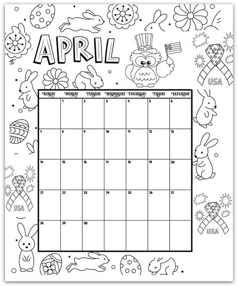 2019 Coloring Pages Printable Monthly Calendars For Kids Calendarbuzz