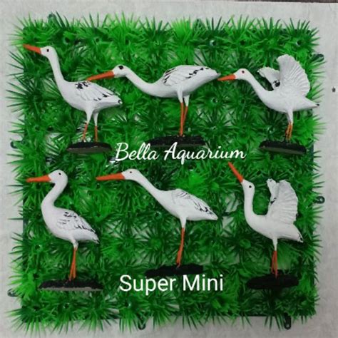 Burung Bangau Super Mini Hiasan Air Terrarium Paludarium Kolam Mini