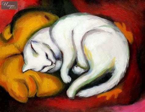 Franz Marc White Cat 12x16 Reproduction Oil Painting Oil Paintings
