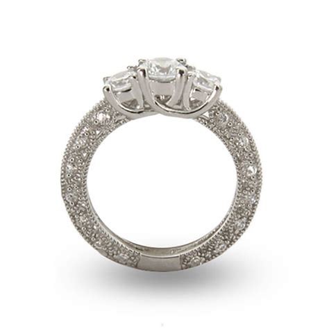 One vintage 18 karat white gold three stone diamond engagement ring. Three Stone Vintage Style CZ Engagement Ring | Eve's ...