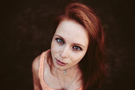 Wallpaper Face Women Redhead Long Hair Freckles Mouth Person