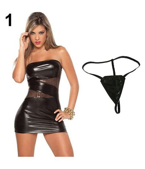 Sexy Women Lady Bodycon See Through Faux Leather Nightclub Mini Dress