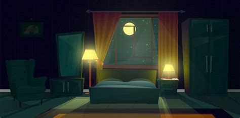 Baixe Ilustração Dos Desenhos Animados Do Acolhedor Quarto à Noite