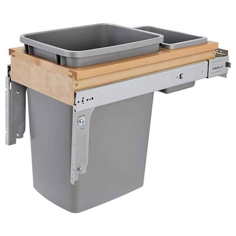 Rev A Shelf Gray Pull Out Top Mount Trash Can W Soft Close 35 Qt