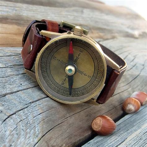Leather Compass Watch Menswomens Steampunk Compass Wrist Etsy