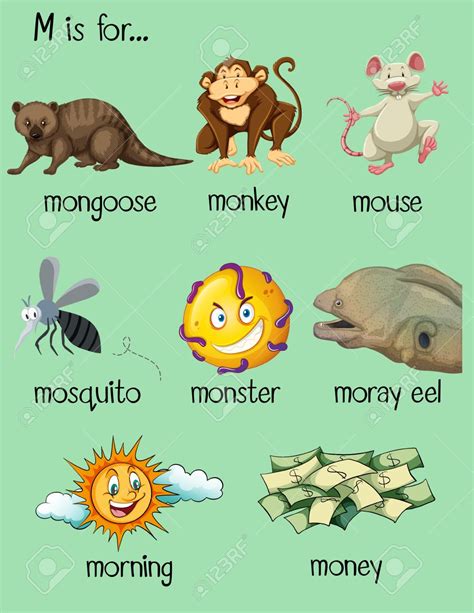 Many Words Begin With Letter M Para Niños