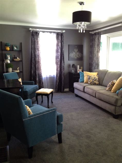 Gray Teal And Yellow Living Room Designs I Love Pinterest