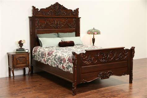 You get the length of a double bed but they're slightly smaller. SOLD - Victorian Carved Oak Queen Size 1900 Antique Bed ...