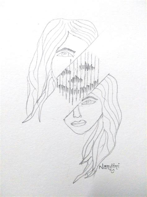 Psycho Sketches Two Faced People Female Sketch