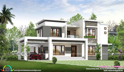 1981 Sq Ft 4 Bedroom Modern Flat Roof House Kerala Home Design And